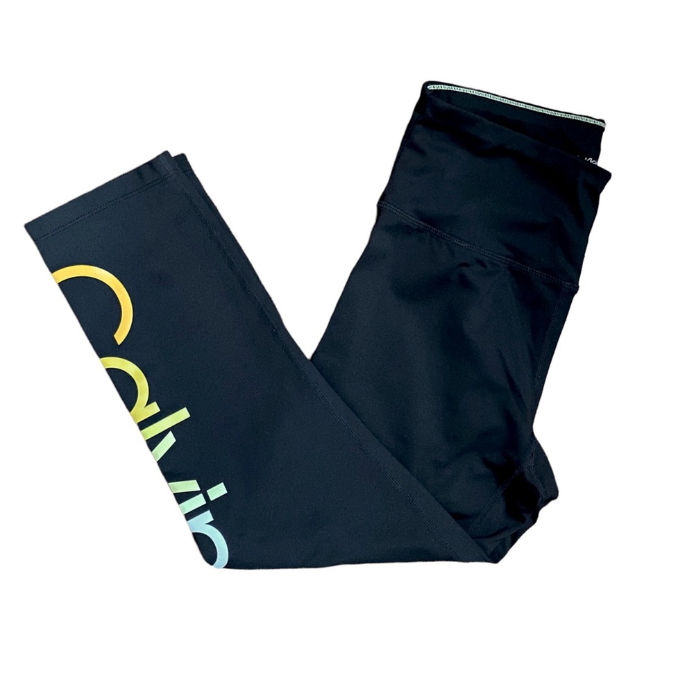 Calvin Klein Performance black cropped legging yellow ombré logo size small